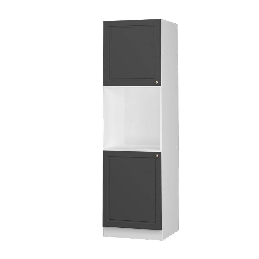 HERDUMBAUSCHRANK Fame-Line Anthrazit-Gold Landhaus 60 cm offen - Anthrazit/Weiß, Holzwerkstoff (60/206.8/58cm) - Vicco