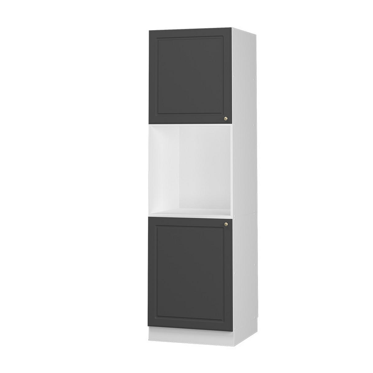 HERDUMBAUSCHRANK Fame-Line Anthrazit-Gold Landhaus 60 cm offen - Anthrazit/Weiß, Holzwerkstoff (60/206.8/58cm) - Vicco