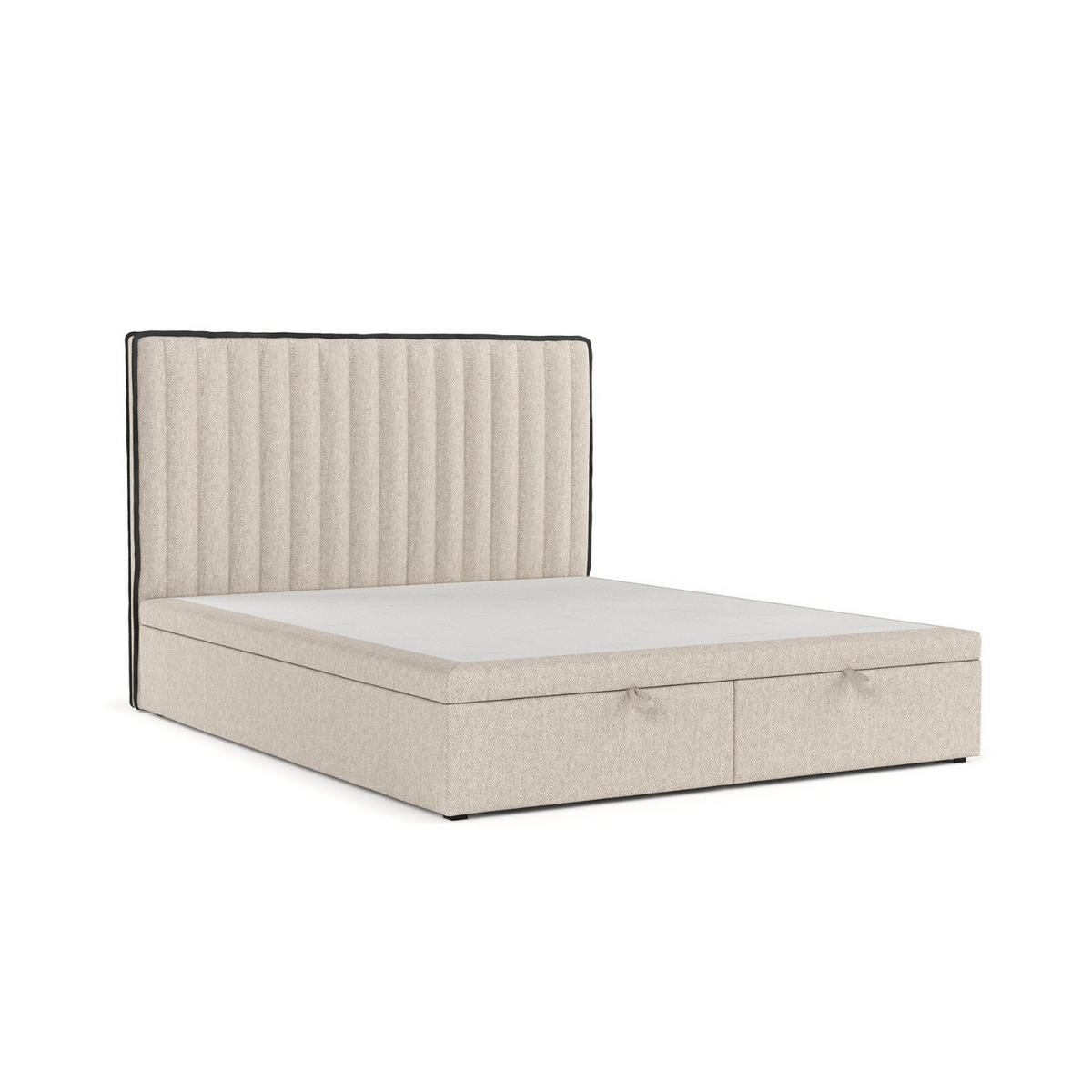 POLSTERBETT Keva mit Stauraum 200/200 cm Hellbeige im Megan Stoff - Sandfarben/Schwarz, Holz/Holzwerkstoff (200/200cm) - AltaBeds