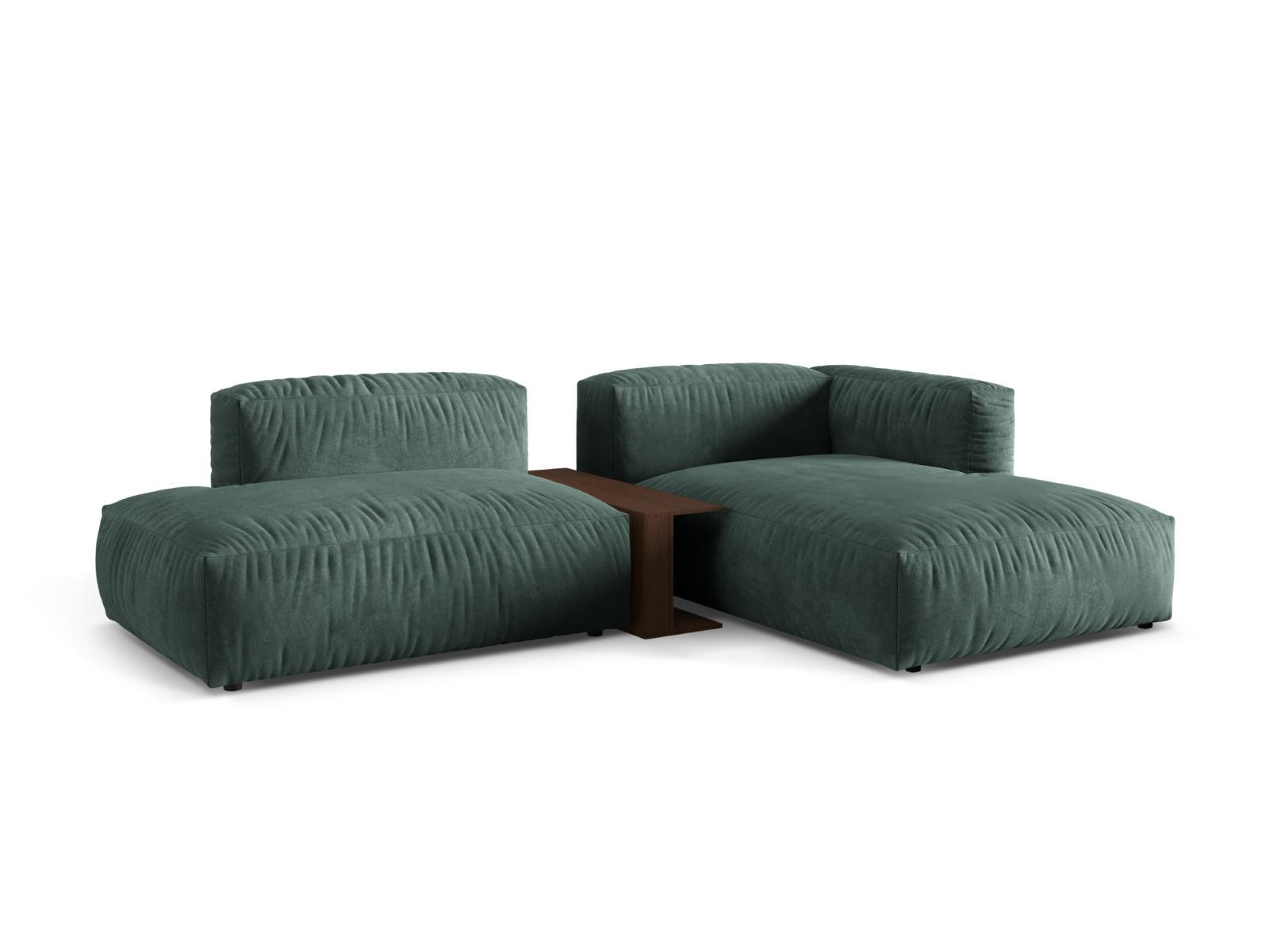 ECKSOFA modular rechts Martina aus Samt petrol 2 Sitzplätze - Salbeigrün, Textil (176/285cm) - Micadoni