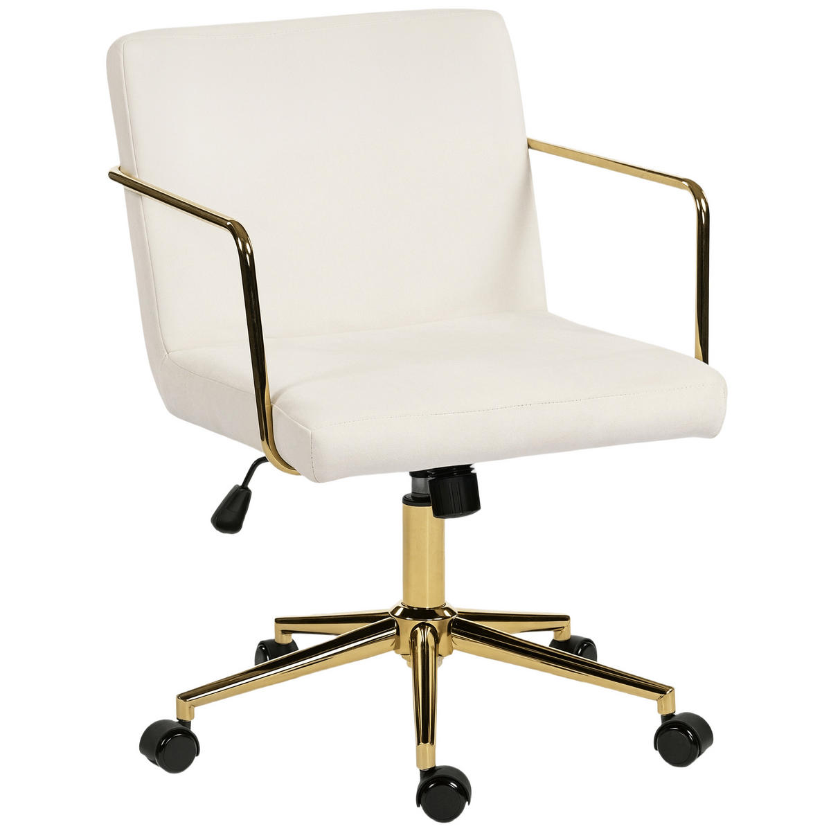 SCHREIBTISCHSTUHL höhenverstellbarer Bürostuhl mit Samtoptik Kippfunktion Creme - Goldfarben/Creme, Textil/Metall (57/90/64cm) - HOMCOM