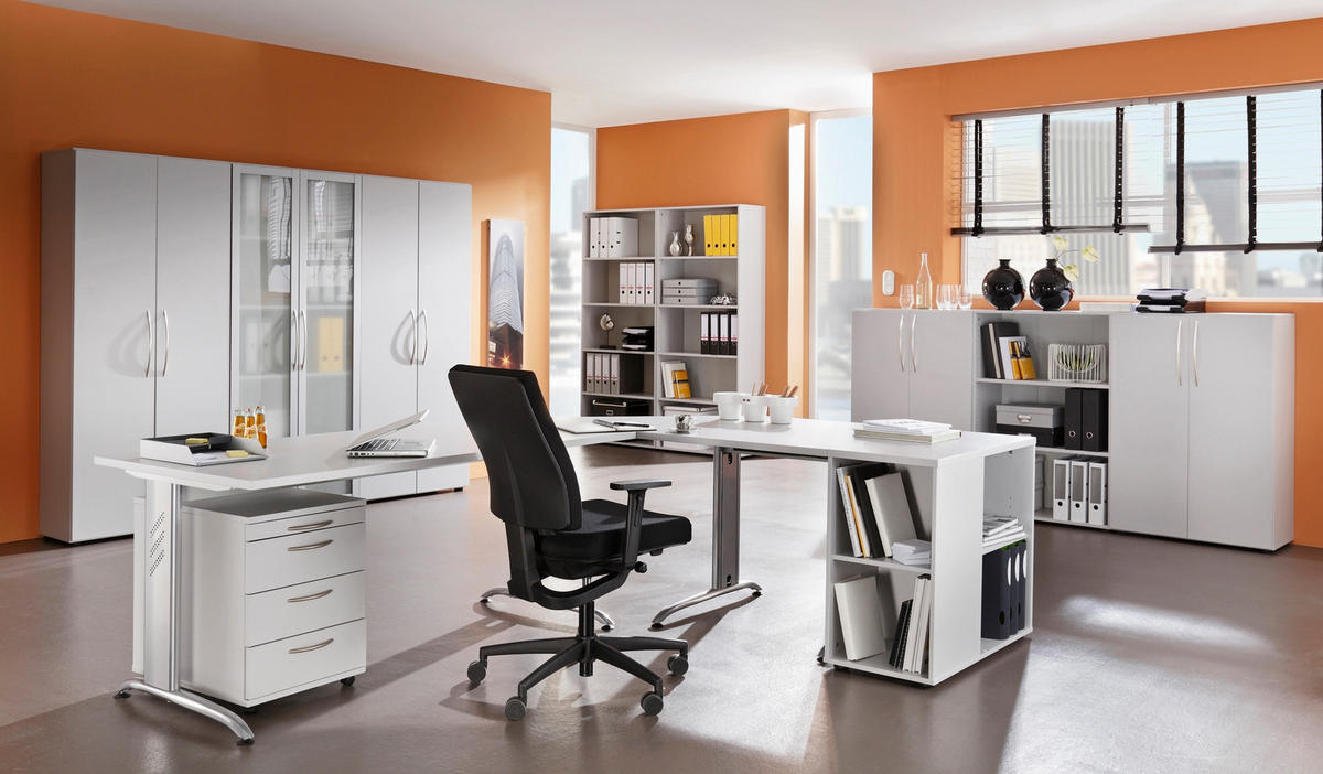 ANSTELLCONTAINER - mit 4 Regalfächern 80/40/72 cm in Grau - Grau, Holzwerkstoff (40/72/80cm) - bümö