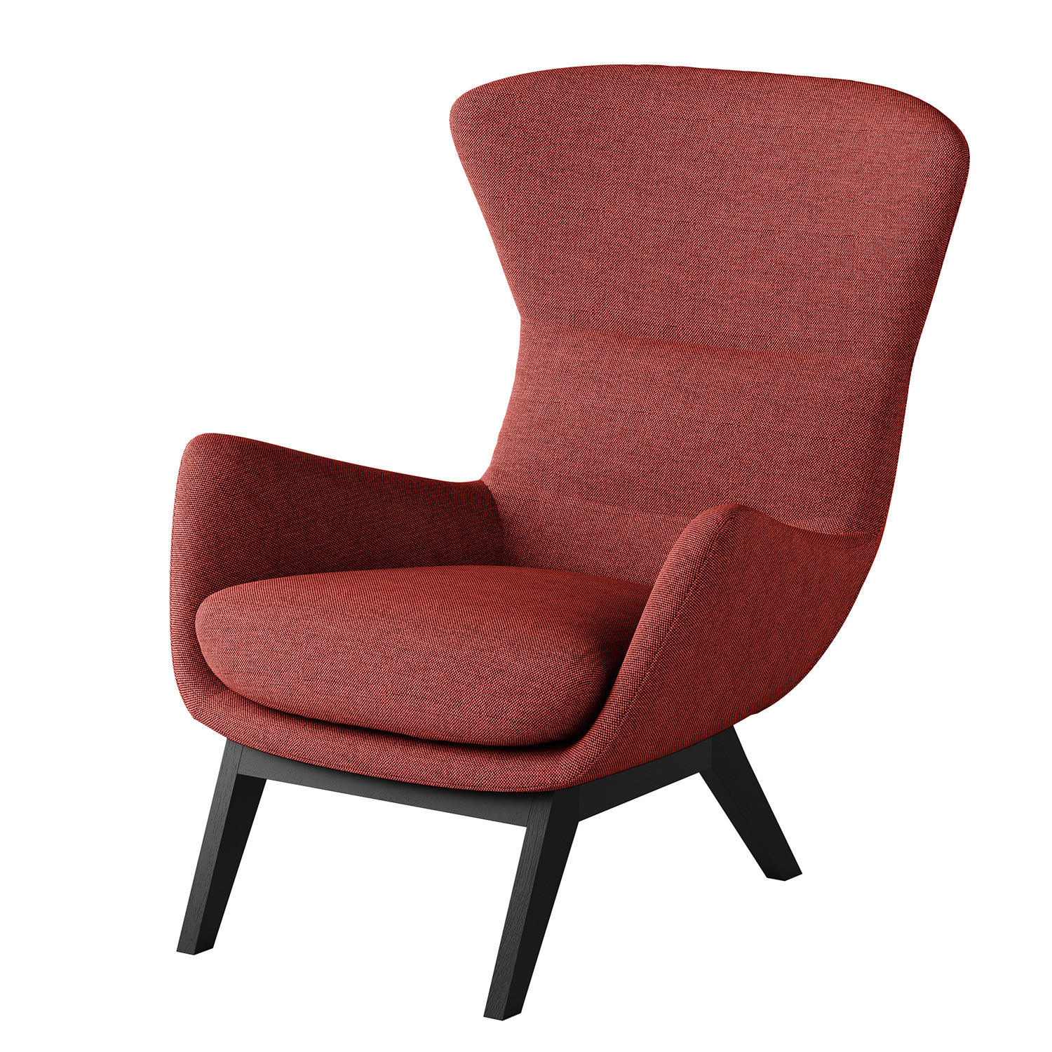 SESSEL mit Holzfüßen - Rot/Schwarz, Birkenholz/Textil (84/99/96cm) - home24