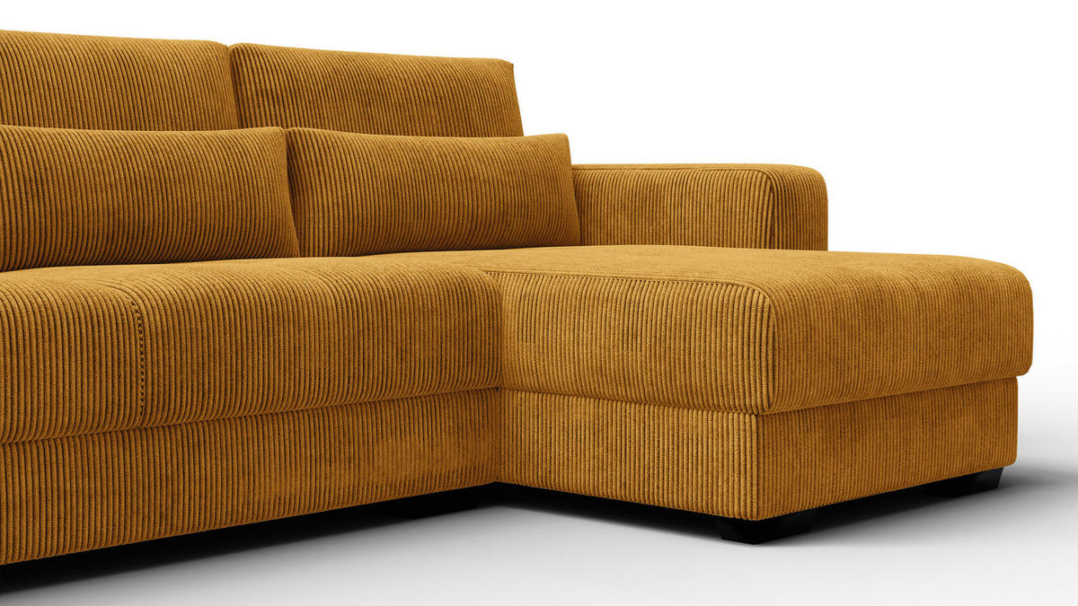 ECKSOFA OLI 4-Sitzer rechts, safran - Gelb, Holz/Textil (295/172cm) - Courtois Laville