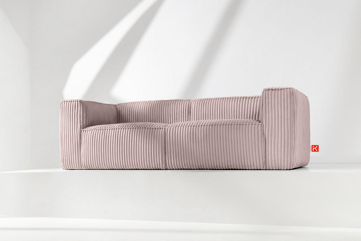 3-SITZER-SOFA FEROX Modern, Cord-Stoff, rosa - Pink, Textil (246/73/96cm) - KONSIMO®