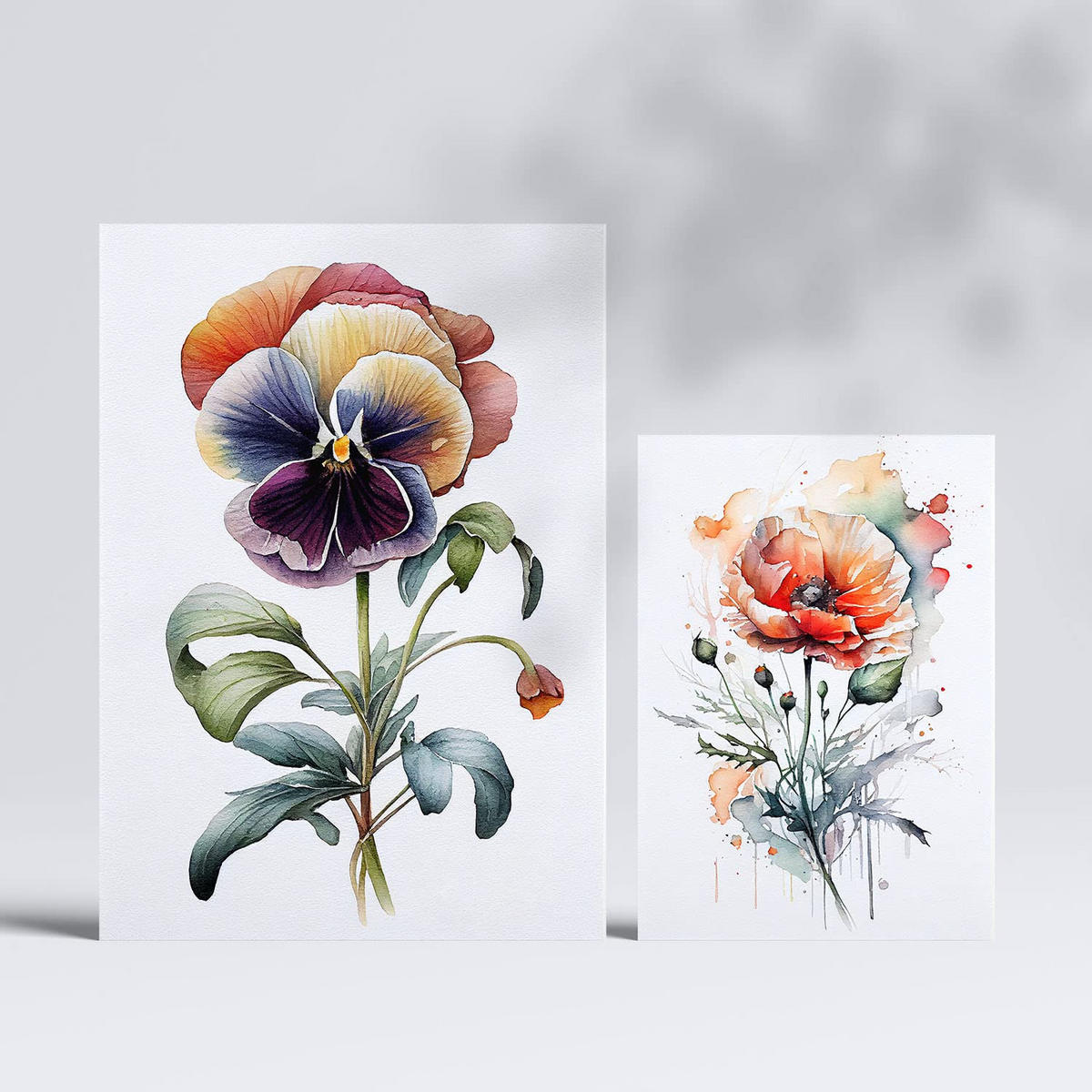 POSTER Set Mit 6 Dunkle Blumen Vollfarbige Blumenmotiven A3 & A4 Rahmenlos - Klar, Papier (29/3cm) - Nacnic