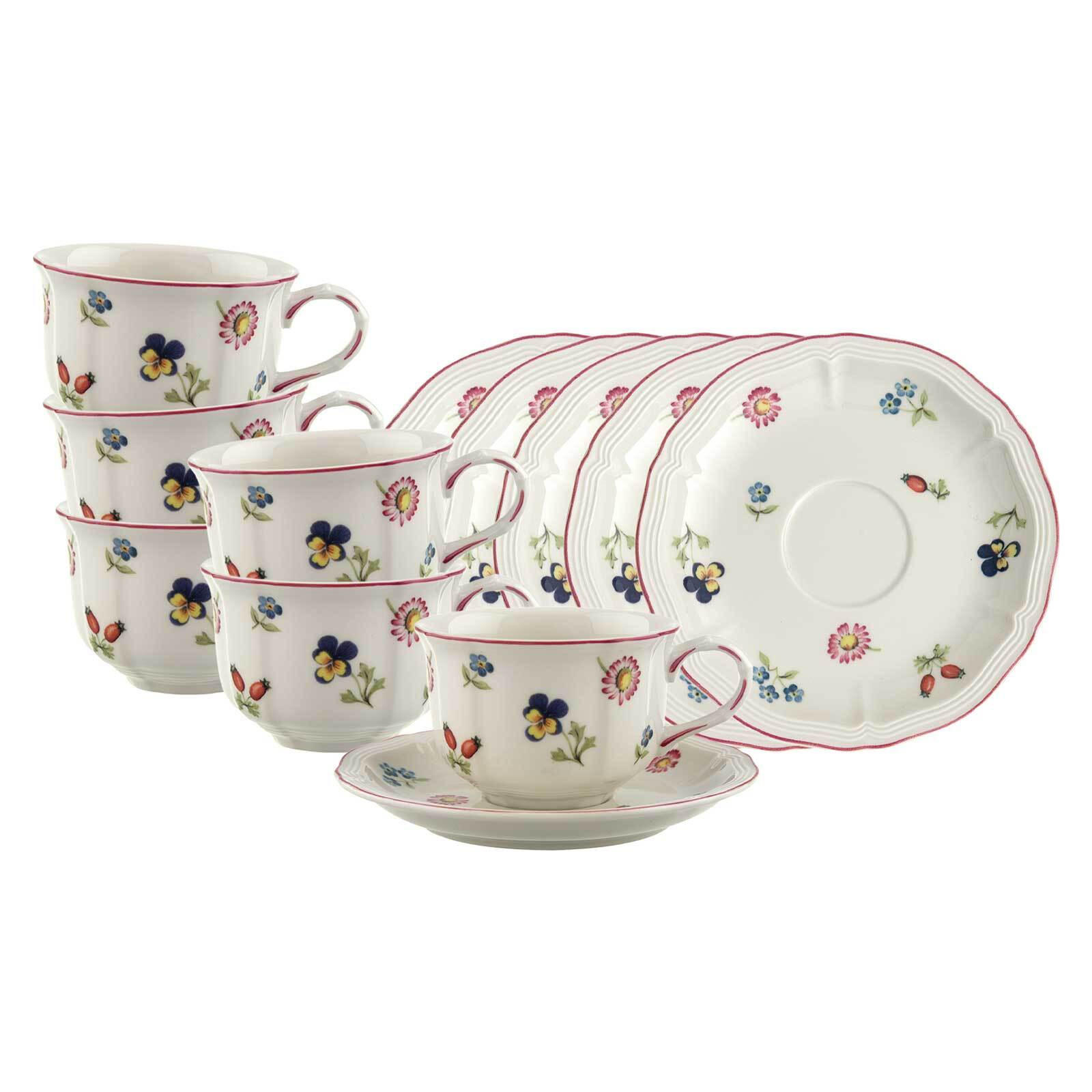 TEETASSEN MIT UNTERTASSEN Petite Fleur bunt 130 ml 6er Set - Multicolor, Keramik (0.13L) - Villeroy & Boch
