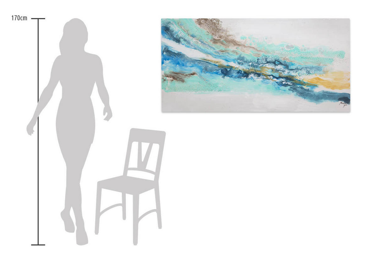 ÖLGEMÄLDE 120/60 cm - Blau/Weiß, Holz/Textil (120/60cm) - KUNSTLOFT