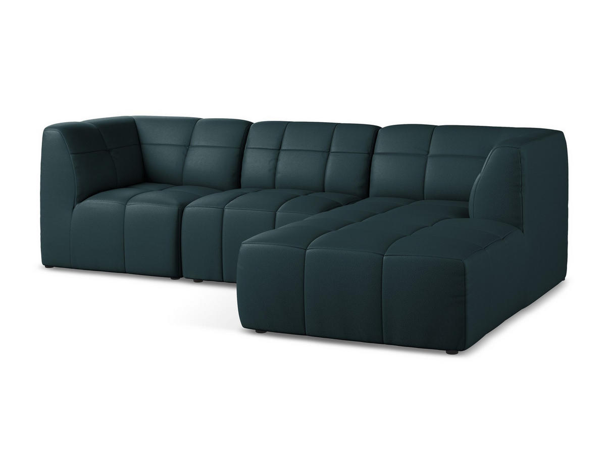 ECKSOFA Rechts Samt Stoff Grün - Dunkelgrün/Schwarz, Holzwerkstoff/Kunststoff (248/166cm) - Makamii