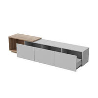 TV-SCHRANK Weiß-Holzoptik mit Sensor-LED & ausziehbarer Länge - Weiß, Holzwerkstoff (38/44/240cm) - SHOPENTRA