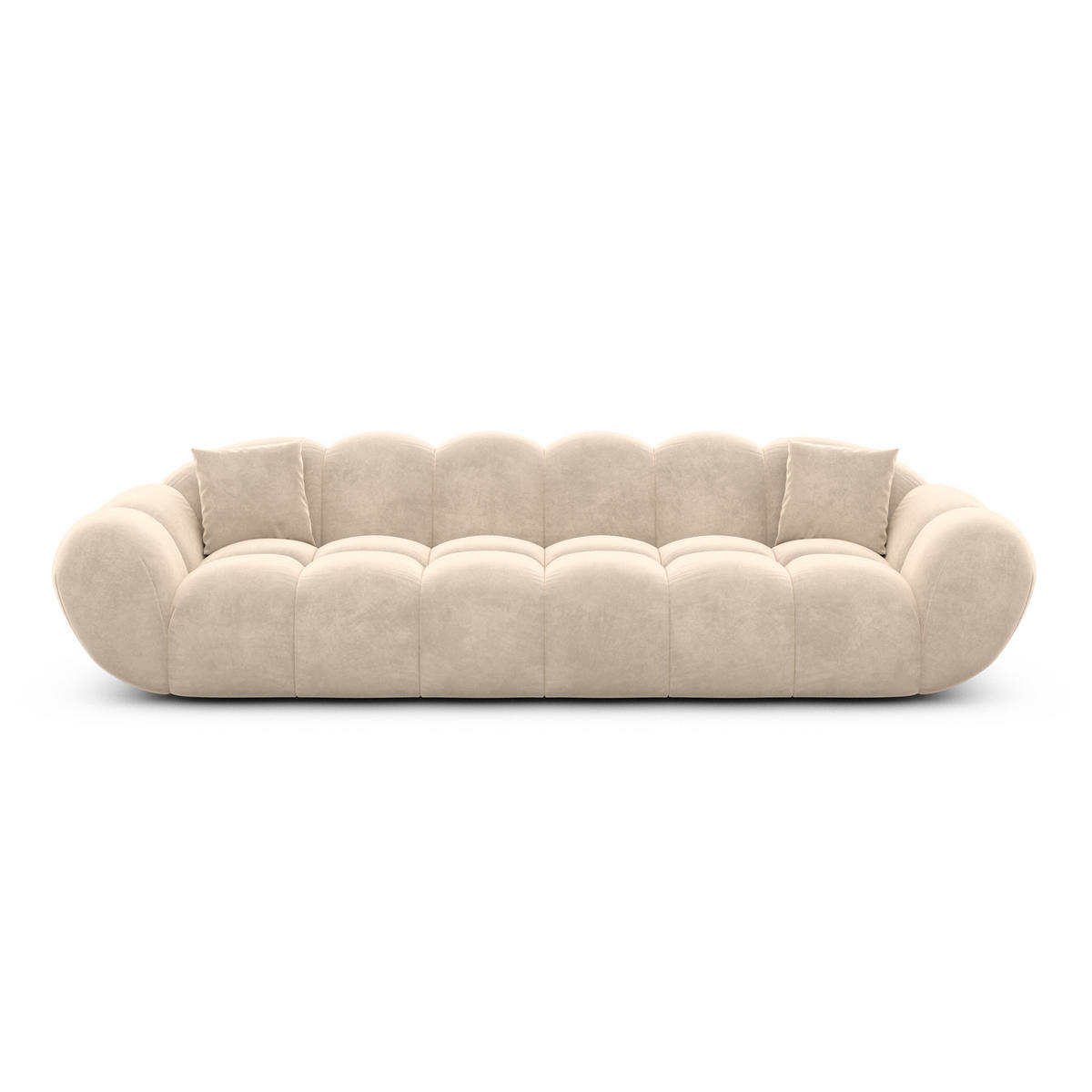 4-SITZER-SOFA Liva Creme Samtstoff - Creme, Textil (265/70/93cm) - VAROYAL