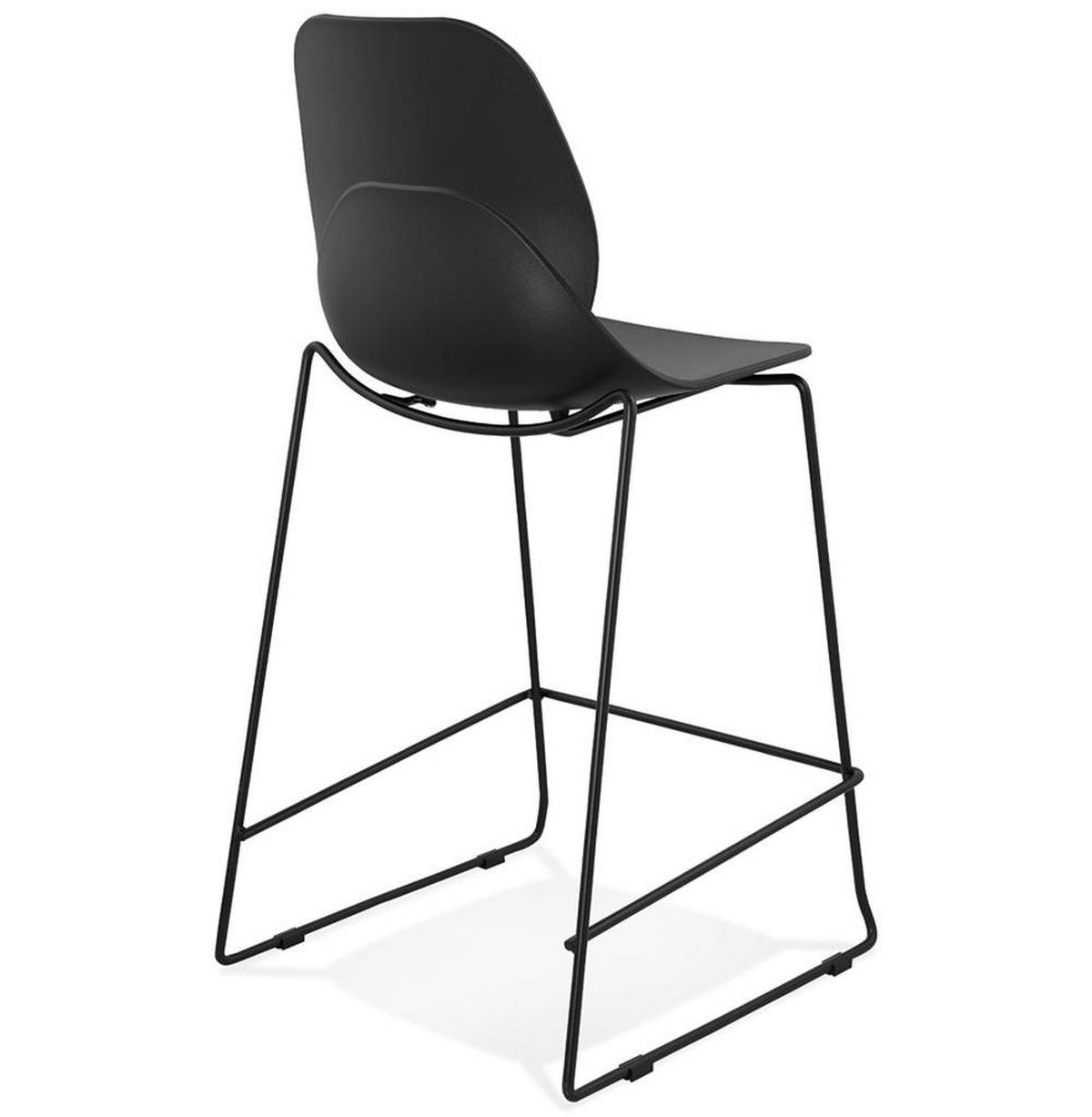 BARHOCKER Kunststoff Metall Sitzhöhe 65.5cm Stapelbar Rückenlehne QUIRON MINI, Schwarz 51,5x52x101 cm - Schwarz, Kunststoff/Metall (52/101/52cm) - KADIMA DESIGN