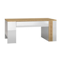 COUCHTISCH Adagio weiß Hochglanz / Eiche castello 109 / 60 / 48cm - Weiß/Braun, Holz/Holzwerkstoff (60/109/48cm) - Feldmann-Wohnen