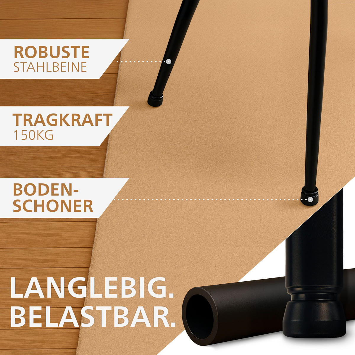 ESSZIMMERSTUHL Cord Taupe - Taupe/Schwarz, Textil/Metall (52/83/58cm) - CLP