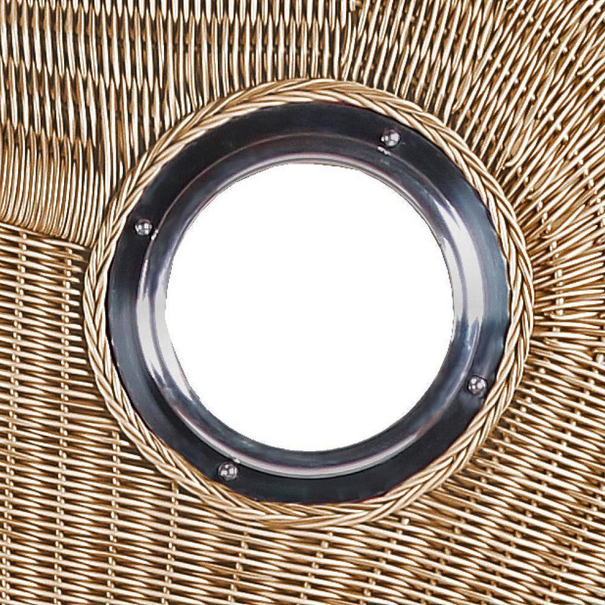 STRANDKORB Düne 2-Sitzer Teak Shell Bullauge - Braun/Grün, Holz/Metall (125/170/80cm) - Mr. Deko