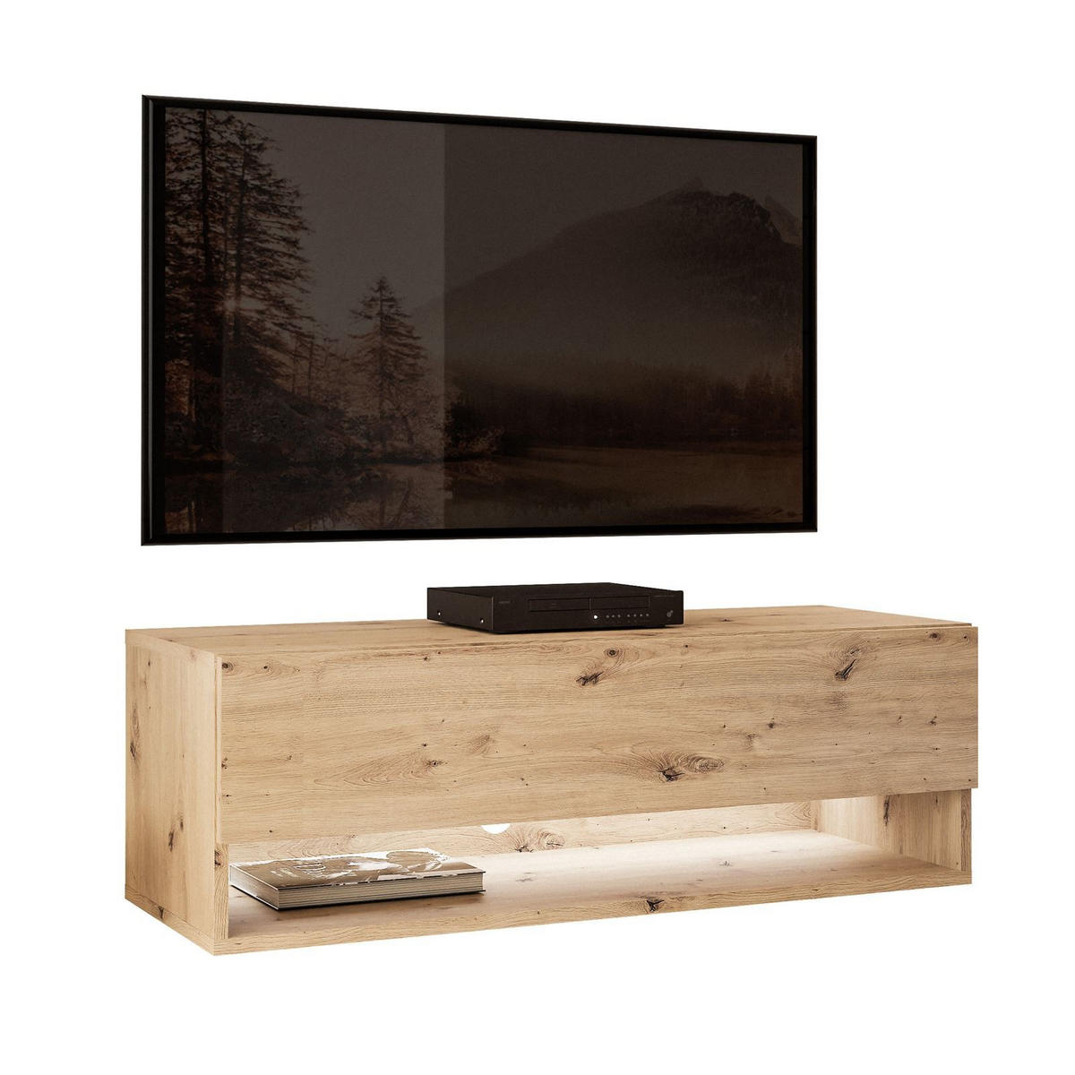HÄNGESCHRANK TV-Möbel CALANTE LOFT 90 cm mit LED-Beleuchtung - Eiche Artisan, Holzwerkstoff (90/30/35cm) - Lookway
