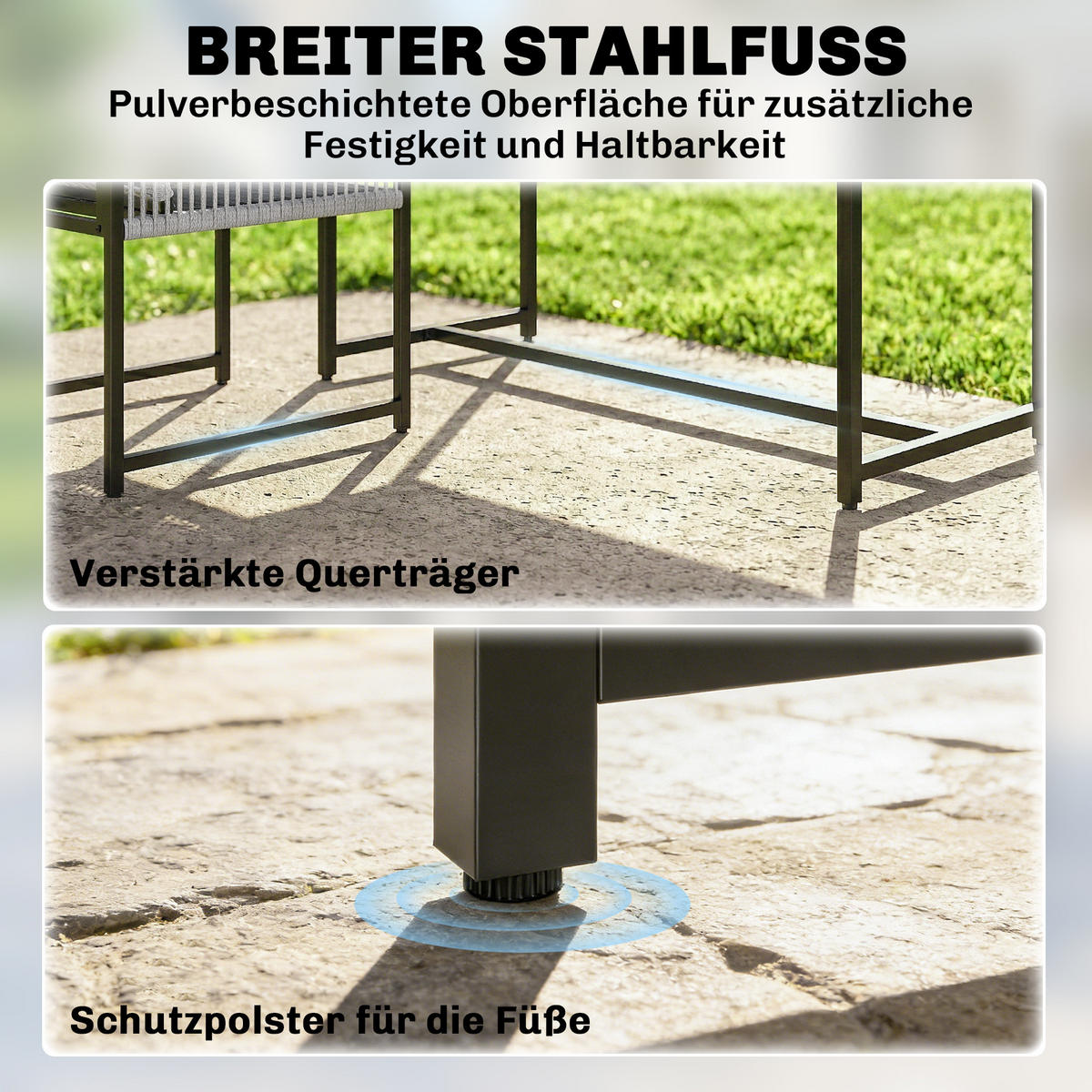 OUTDOOR-ESSGRUPPE 5er Set Stahl Netzstoff Hellgrau - Hellgrau/Schwarz, Textil/Metall - Outsunny
