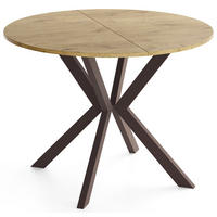 ESSTISCH Valio rund oval ausziehbar verlängerbar mit braunen Metallbeinen, Eiche Hellbraun 100-140/100/76 cm - Eichefarben/Braun, Holzwerkstoff/Metall (100/140/76cm) - WFL GROUP