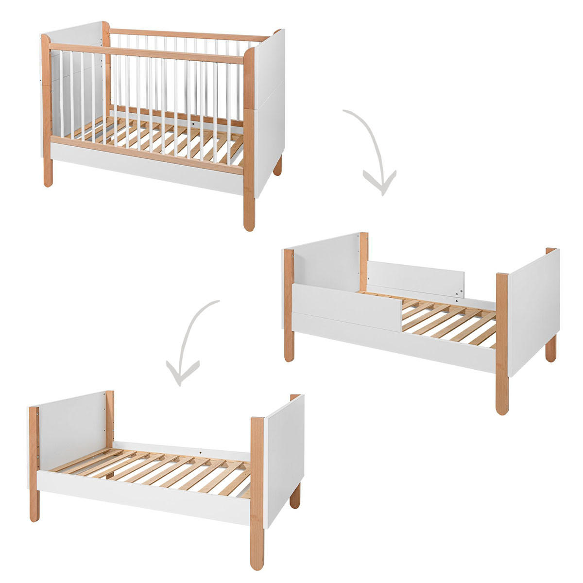 GITTERBETT 60/120 Laurie Weiß und Holz - Weiß, Holzwerkstoff (60/120cm) - Petits-meubles