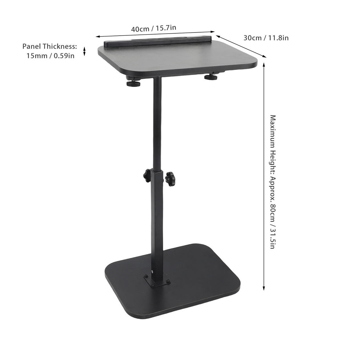 NACHTTISCH aus Massivholz, höhenverstellbarer Laptoptisch für Zuhause, 15 mm dick, mit Buchstütze, schwarz - Schwarz, Holz (40/30/80cm) - Ej. Life