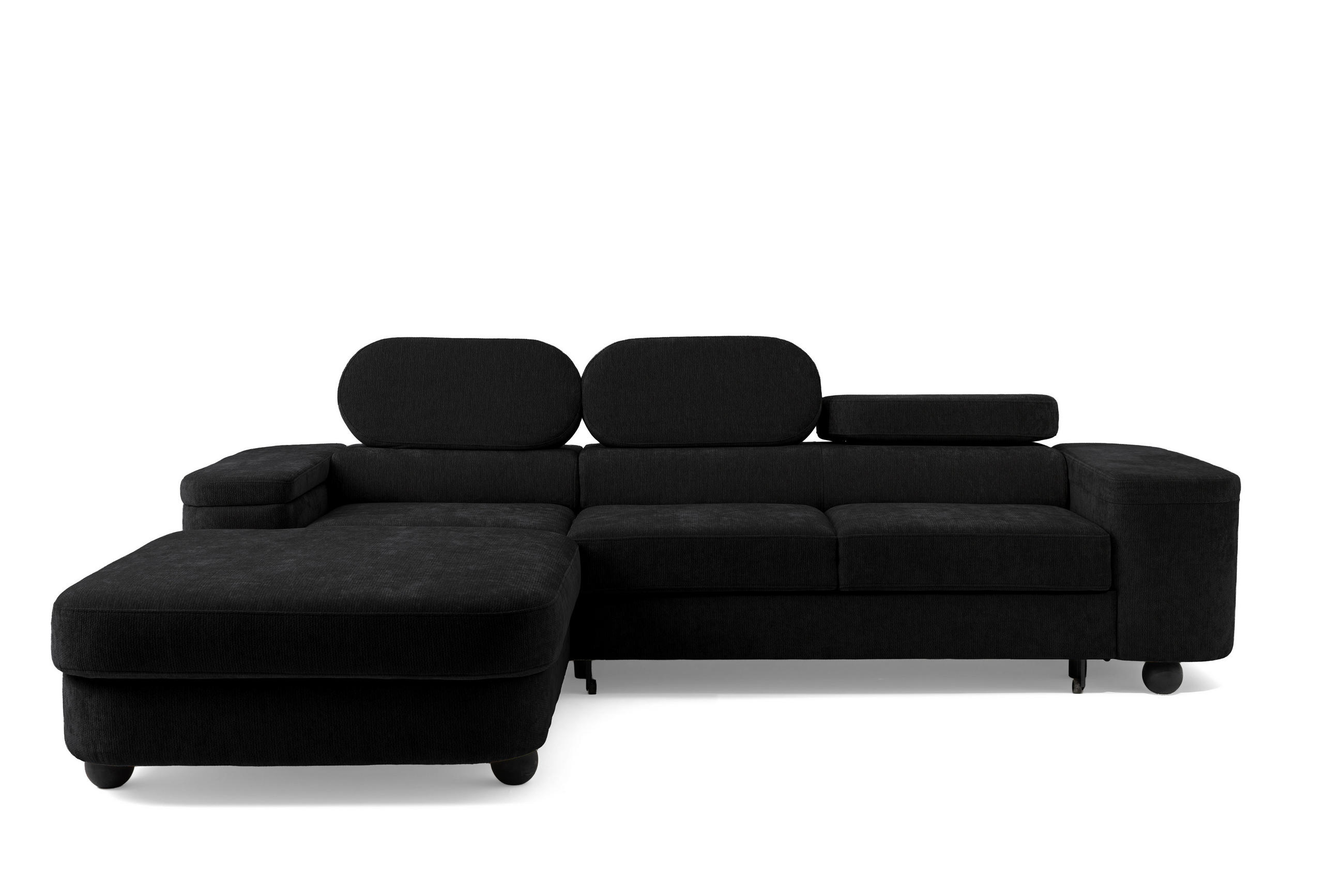 ECKSOFA LOVE L Links mit Schlaffunktion 124x210 Chenille Schwarz - Schwarz, Holz/Textil (284/205cm) - Muffo