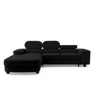 ECKSOFA LOVE L Links mit Schlaffunktion 124x210 Chenille Schwarz - Schwarz, Holz/Textil (284/205cm) - Muffo