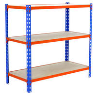SCHWERLASTREGAL Small Muli HxBxT 100 x 110 x 30 cm 3 Fachböden Fachlast 200 kg Blau-Orange - Gelb, Metall (110/100/30cm) - PROREGAL