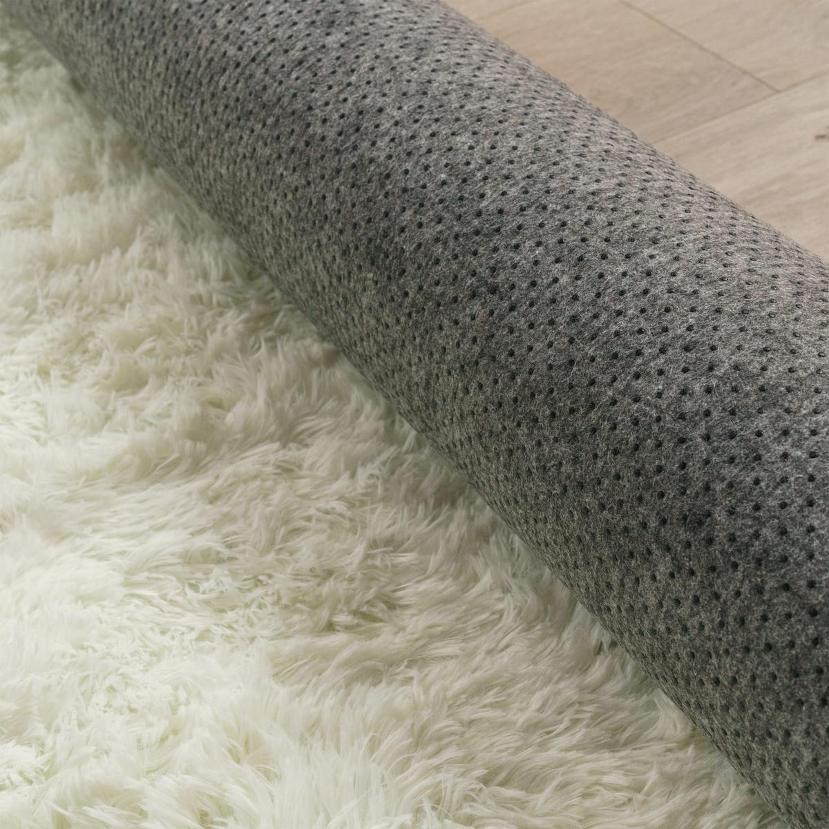 TEPPICH Hochflor Shaggy waschbar Unifarben Schlafzimmer schmutzabweisend Weiß Rund 120D - Weiß, Textil (120/120cm) - KADIMA DESIGN