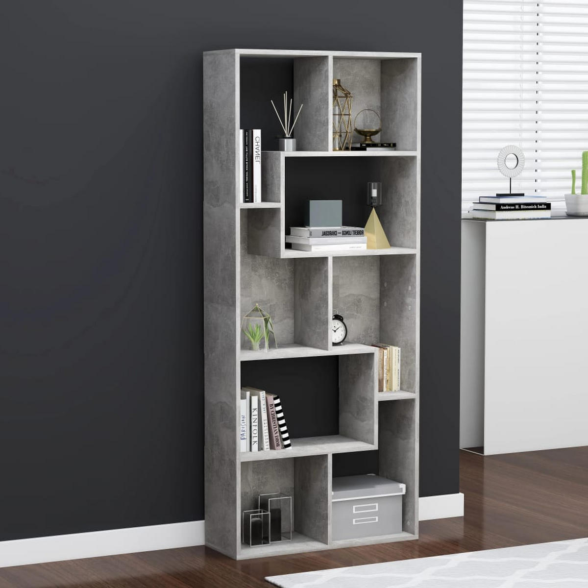 BÜCHERREGAL 67/24/161 cm aus Holzwerkstoff Betongrau - Hellgrau, Holz (67/161/24cm) - vidaXL