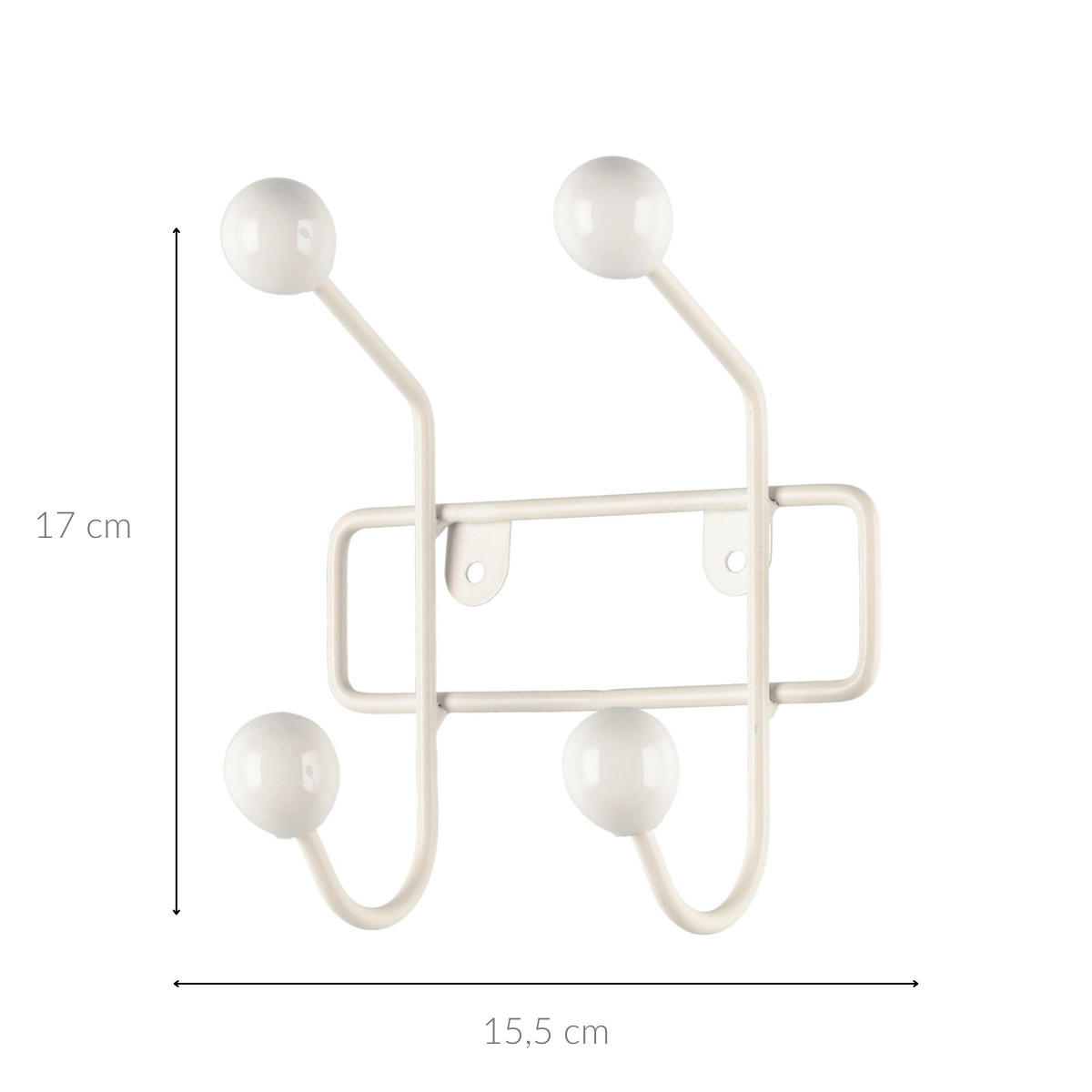 WANDHALTER 4 Haken - Weiß, Metall (15.5/17/7cm)