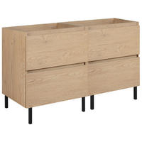 BADEZIMMERSCHRANK 120 cm (2 X 60) + Möbelfüße, Farbe: helle Eiche, 120 x 46 x 80,7 cm - Eichefarben, Holzwerkstoff (120/80.7/46cm) - 3XE LIVING