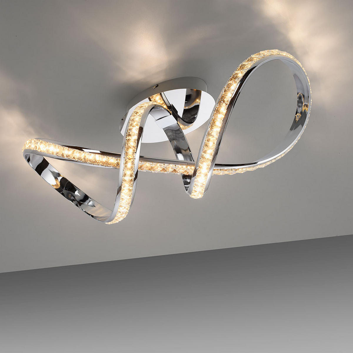 LED DECKENLEUCHTE Metall Chrom Silber Simply Dim - Silberfarben, Metall (65/25/25cm)