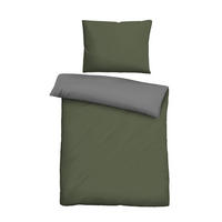 BETTWÄSCHE-GARNITUR Linon UNI fichte, 140x200 cm + 70x90 cm - Dunkelgrün, Textil (140/200cm) - biberna