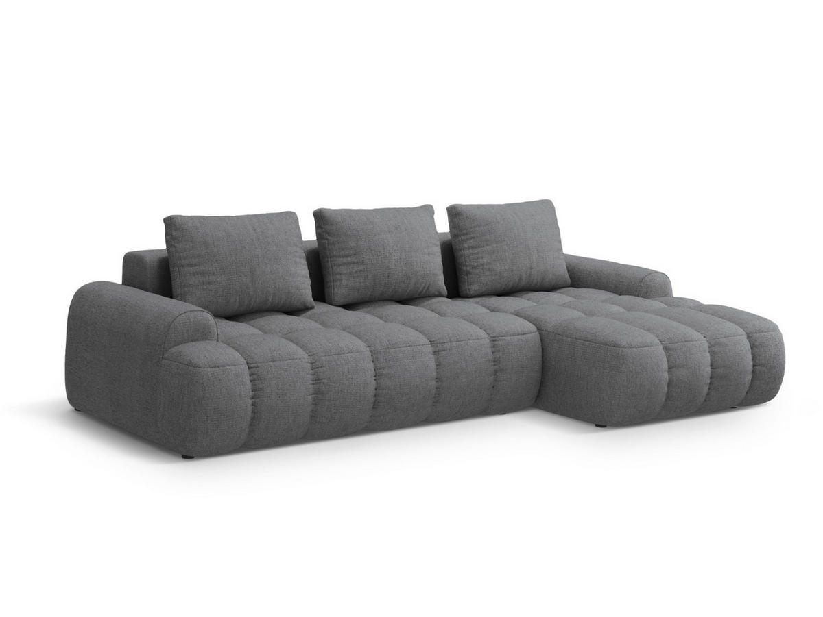 AUSKLAPPBARES-ECKSOFA rechts mit Container Linz aus strukturiertem Stoff grau 3 Sitzplätze - Grau, Textil (142/275cm) - Cosmopolitan Design