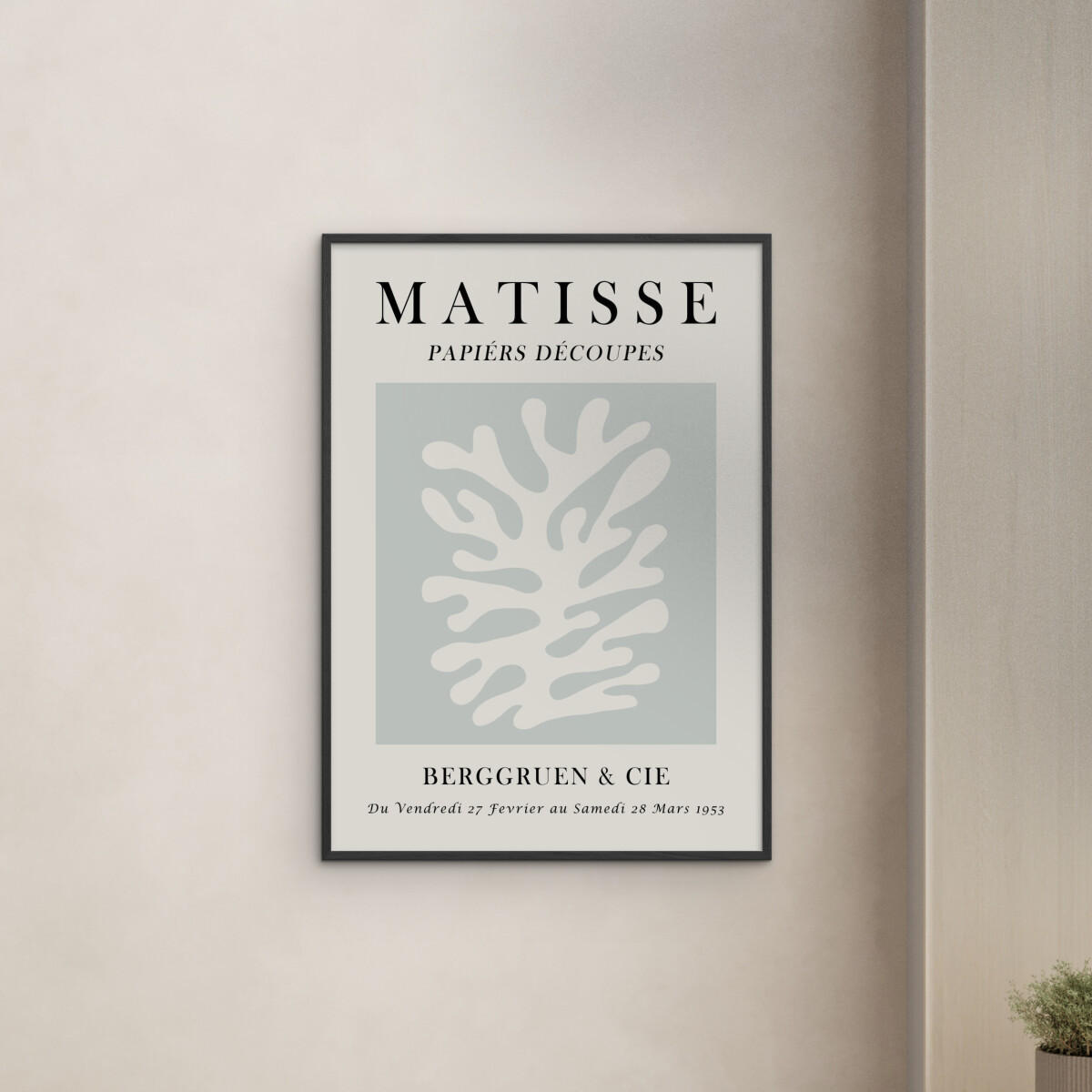 POSTER mit Rahmen Vitor Costa - Matisse floral art 3 - Blau/Schwarz, Holz/Papier (50/70cm) - Poster&Frame
