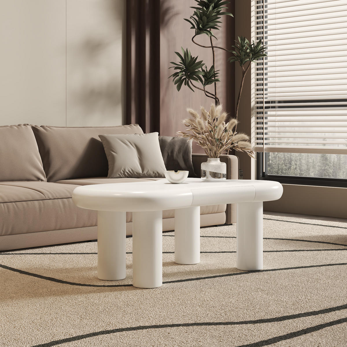 COUCHTISCH Wolkenform LED 16 Farben weiß - Weiß, Holz (65.5/98/40cm) - LEBENLANG