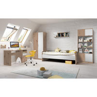 JUGENDZIMMER Karla 5 teilig in Artisan Eiche und Weiß Kinderzimmer Komplett Set - Braun/Weiß, Holzwerkstoff (80/200/120cm)