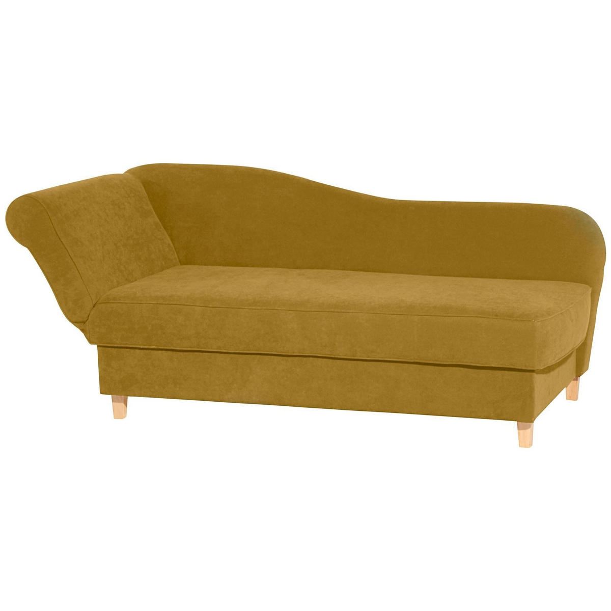 RECAMIERE mit Armteil links klappbar Katia Bezug Veloursstoff Buche natur / mais - Gelb, Kunststoff (190/82/88cm) - 58aufmkessel