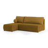 ECKSOFA PARVELO Gelb Plüsch-Stoff mit Schlaffunktion - Gelb, Holz (200/143cm) - MASSENO
