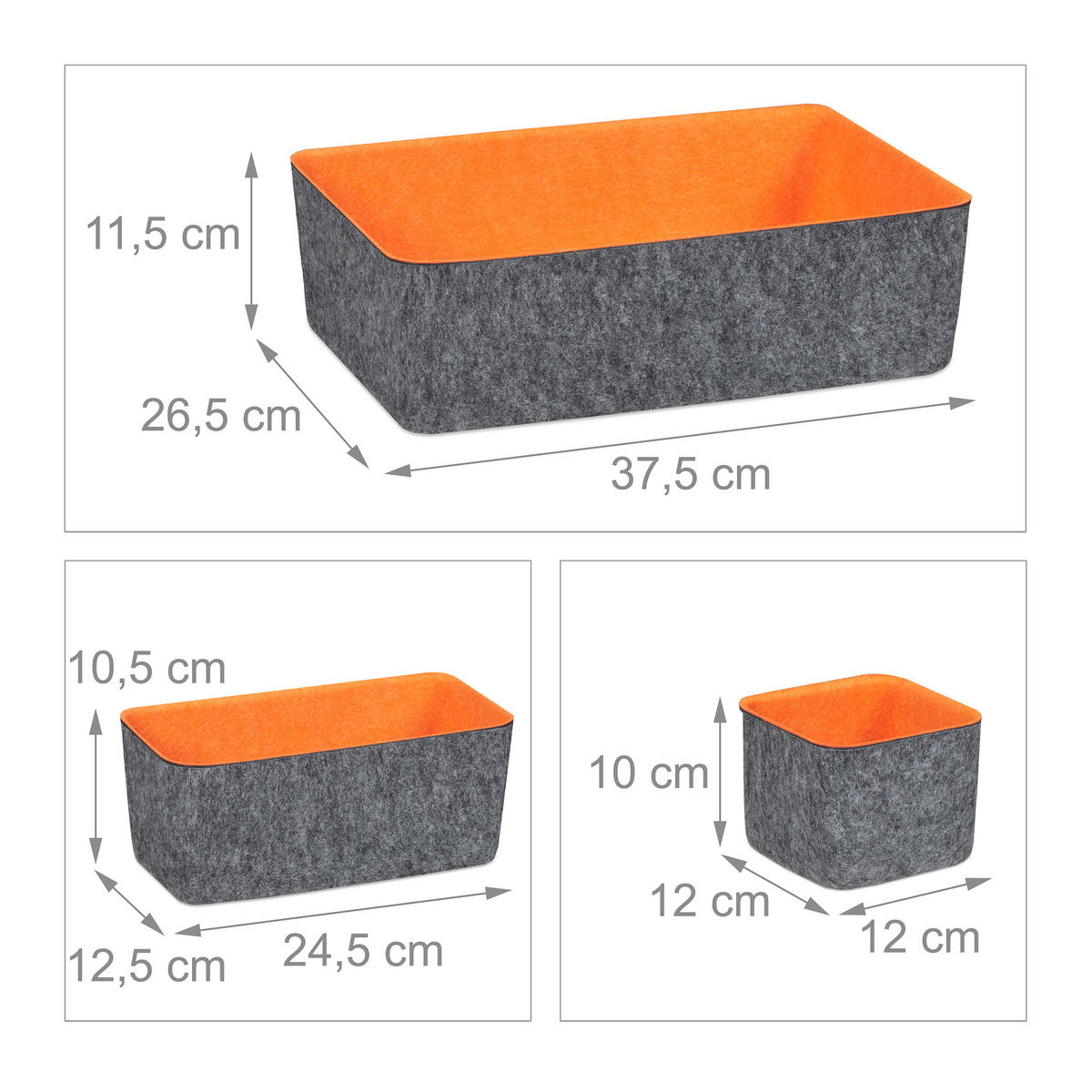 5TLG.SCHUBLADENORGANIZER - Multicolor, Textil (26.5/37.5/11.5cm) - Relaxdays