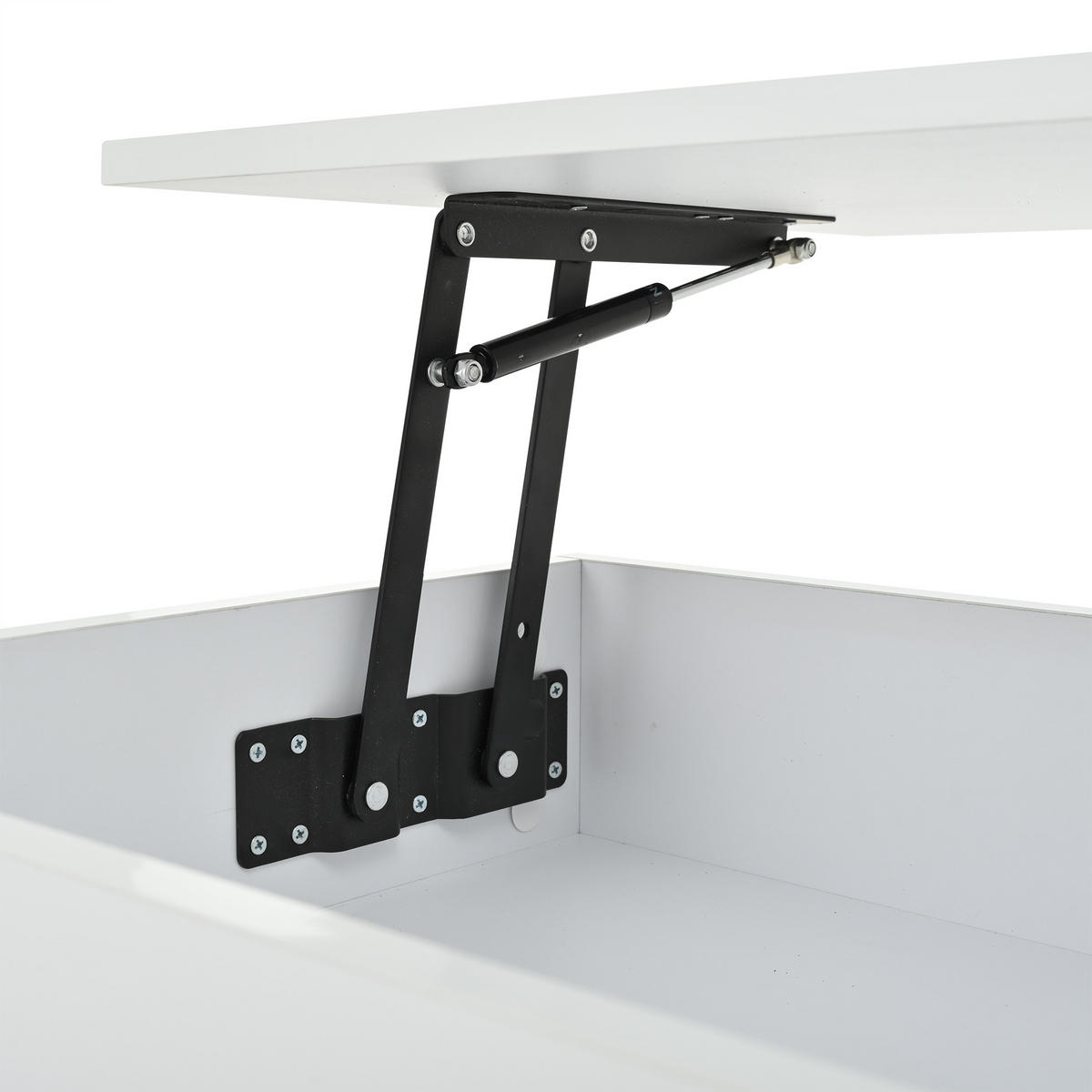 COUCHTISCH 100/50/46 cm hochglanz weiß mit höhenverstellbarer Tischplatte und LED-Beleuchtung - Weiß, Holzwerkstoff (120/50/46cm) - OKWISH