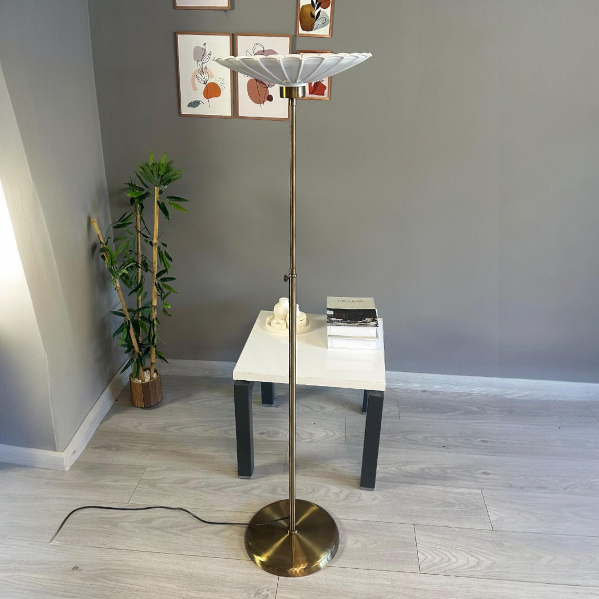 STEHLAMPE Florin 155 Cm - Weiß, Metall (30/30/155cm) - Bamyum