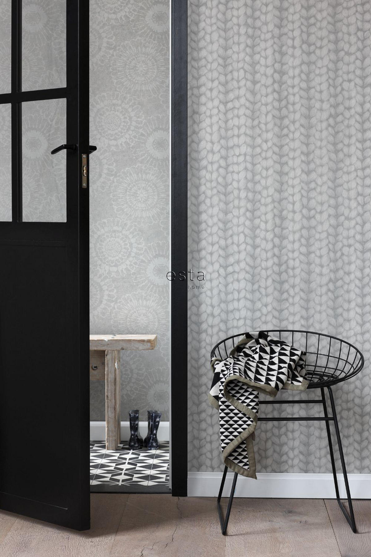 TAPETE grob gestricktes Muster 53 cm x 10.05 m - Grau, Papier (53/1000cm) - ESTAhome