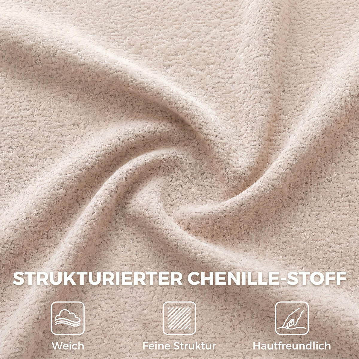 3-SITZER Sofa Chenille (100 % Polyester) Beige - Beige, Textil (93/83/225cm) - HOMCOM