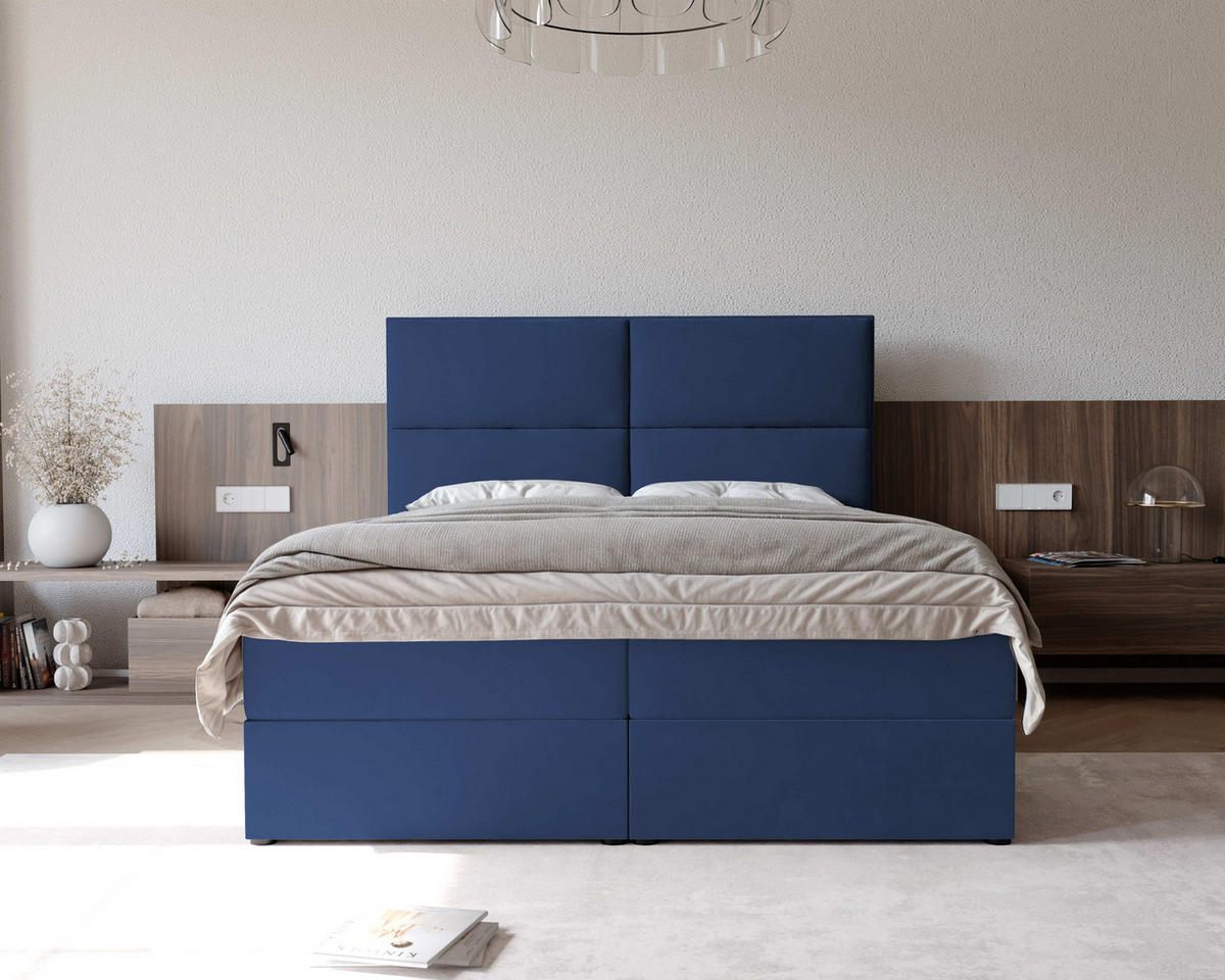 BOXBETT 120x200 cm mit Topper - Blau, Holzwerkstoff/Textil (140/200cm) - Idohome