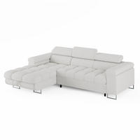ECKSOFA CLOUD Links Weiß L-Form Bouclé-Stoff mit Schlaffunktion und Bettkasten - Chromfarben/Weiß, Holz/Metall (235/275cm) - Barchello