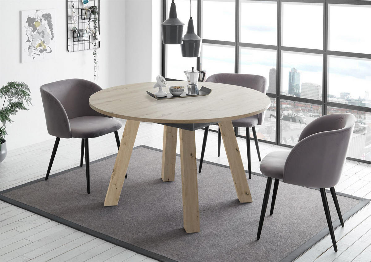 ESSTISCH Rund ausziehbar Edda 1 110 x 110 x 78 Küchentisch Asteiche - Naturfarben, Holz (110/110/78cm) - 58aufmkessel
