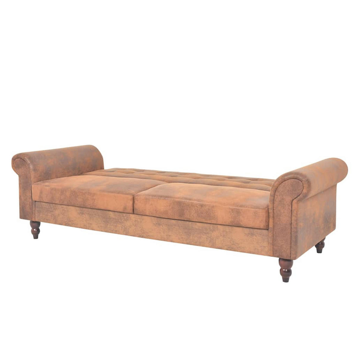 2-SITZER Schlafsofa Mit Armlehnen Künstliches Wildleder Braun - Braun, Leder (82/196/85cm) - vidaXL
