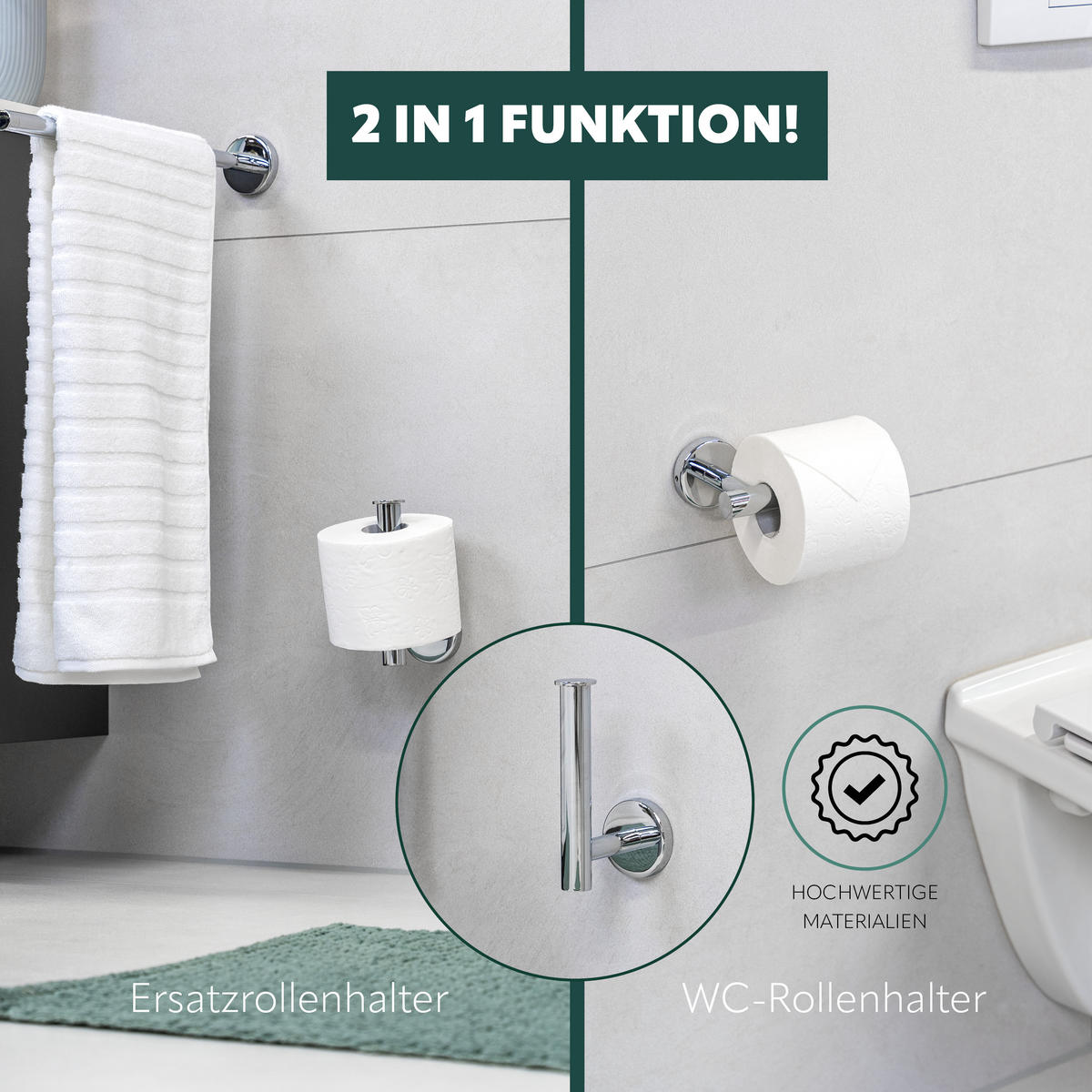 TOILETTENPAPIERHALTER LUCENTE, Edelstahl, verchromt - Chromfarben, Metall (15/5.7/9cm) - bremermann