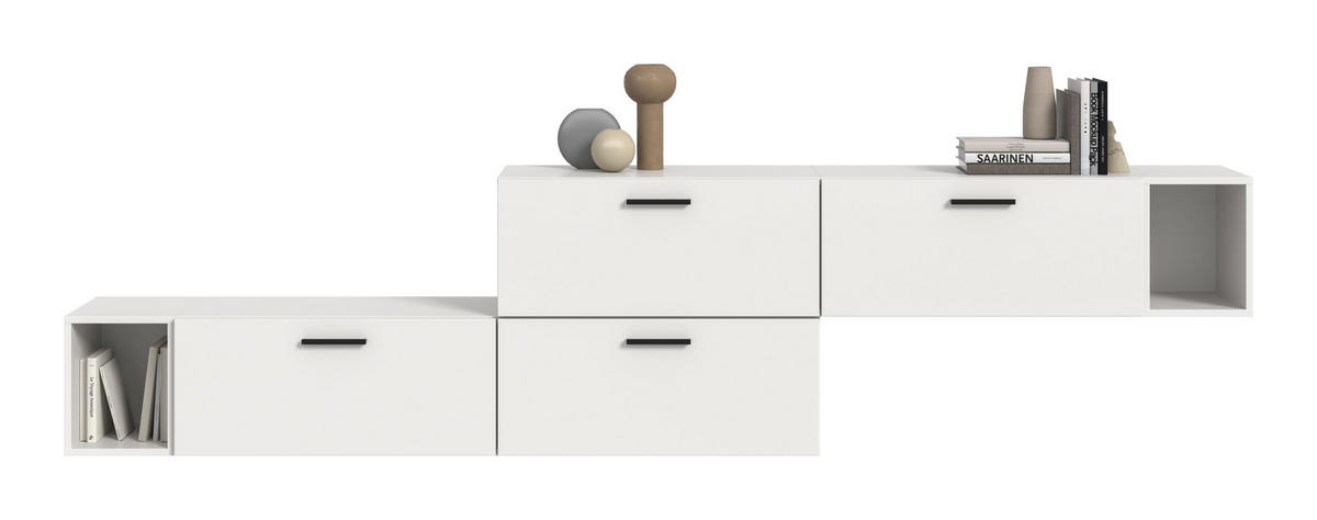 WOHNWAND The One weiß 276/34/97 cm - Weiß, Holzwerkstoff (276/97/34cm) - Xonox